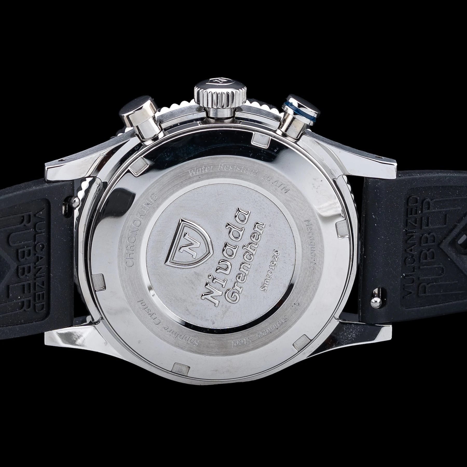 Nivada Grenchen 87046Q01 Chronoking Mecaquartz Racing Grey on Rubber Tropic Strap