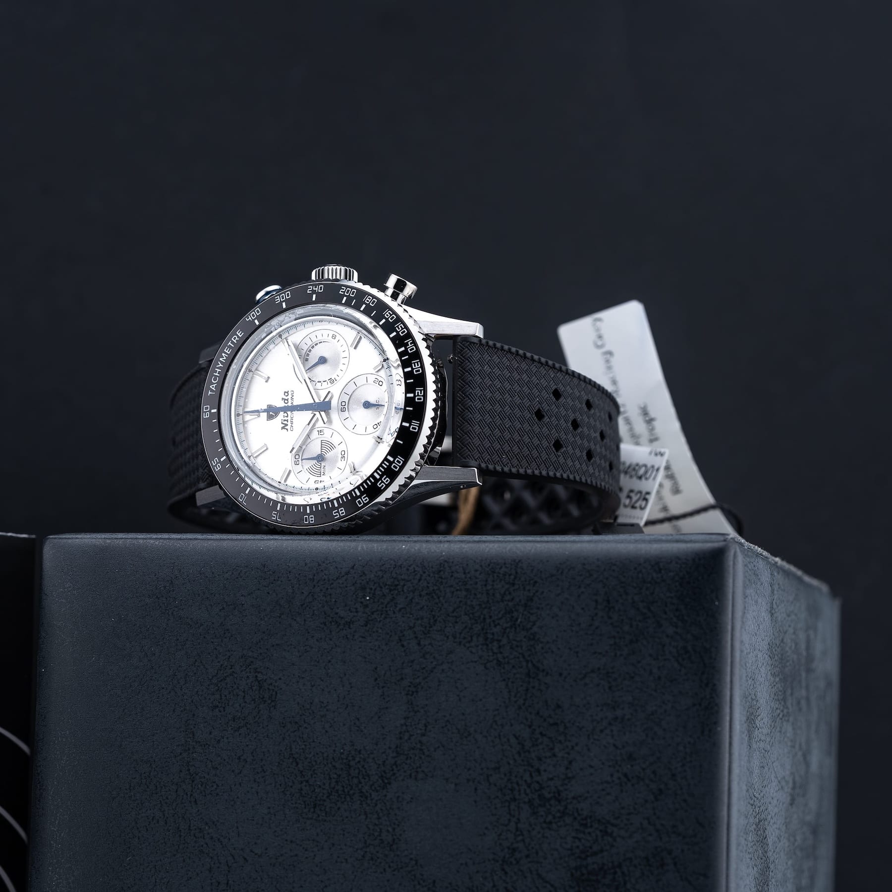 Nivada Grenchen 87046Q01 Chronoking Mecaquartz Racing Grey on Rubber Tropic Strap