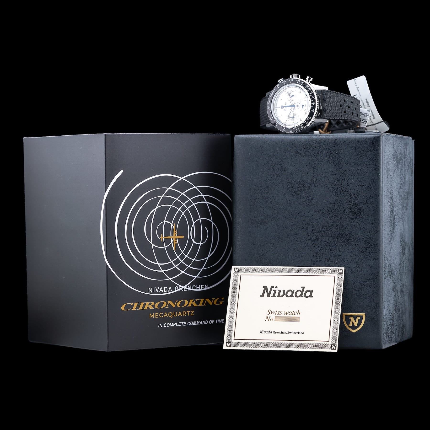 Nivada Grenchen 87046Q01 Chronoking Mecaquartz Racing Grey on Rubber Tropic Strap