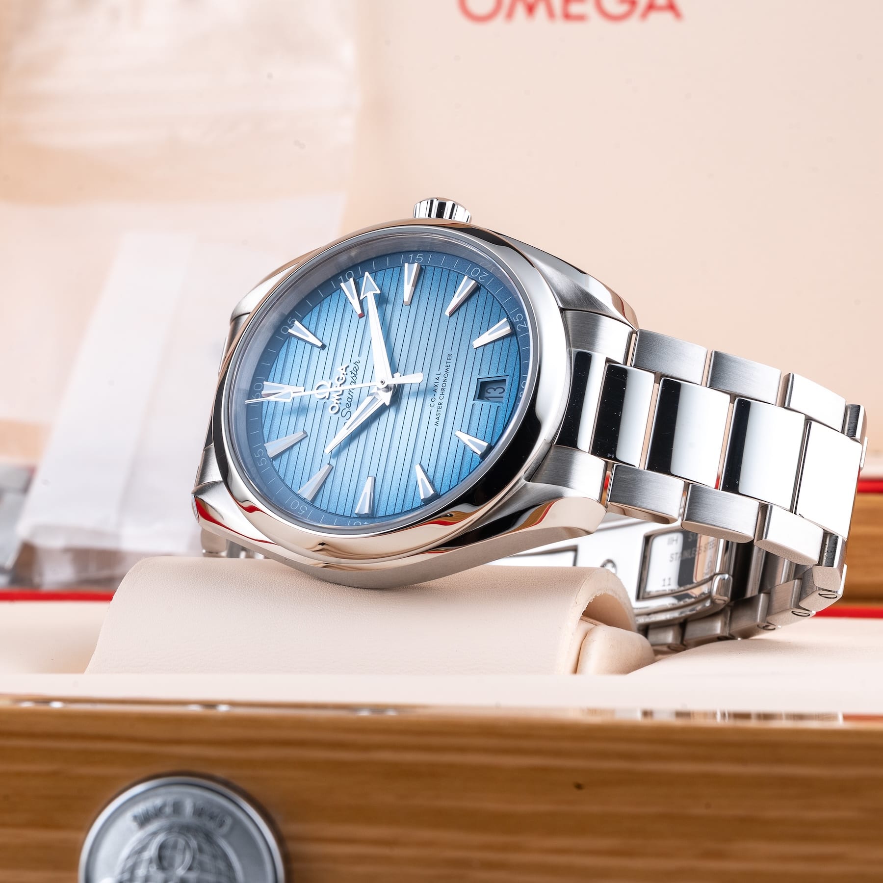 Omega 220.10.41.21.03.005 Seamaster Aqua Terra 150M Co-Axial Master Chronometer Summer Blue on Bracelet