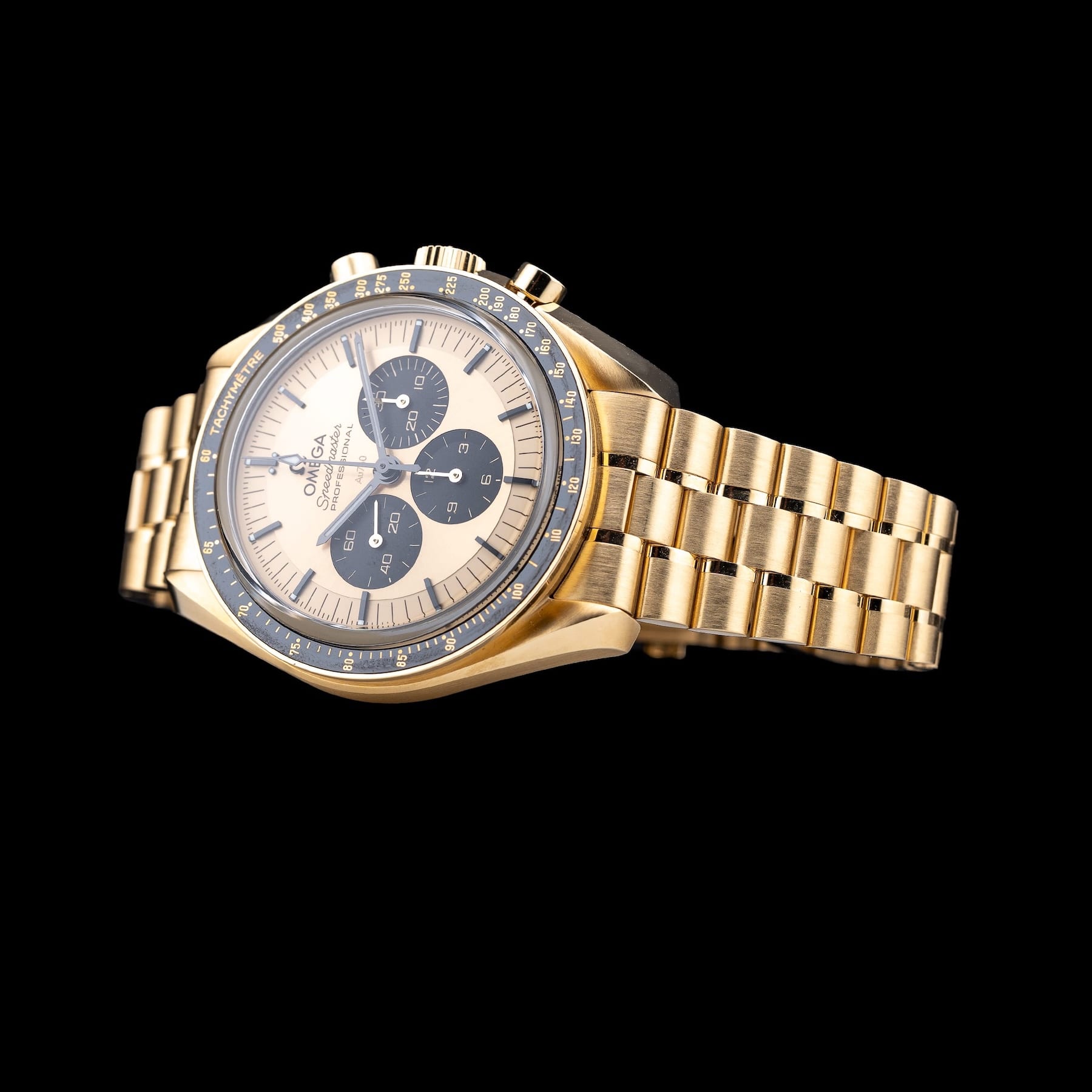Omega 310.60.42.50.99.002 Speedmaster Moonwatch Professional Master Chronometer Moonshine Gold Dial on Bracelet