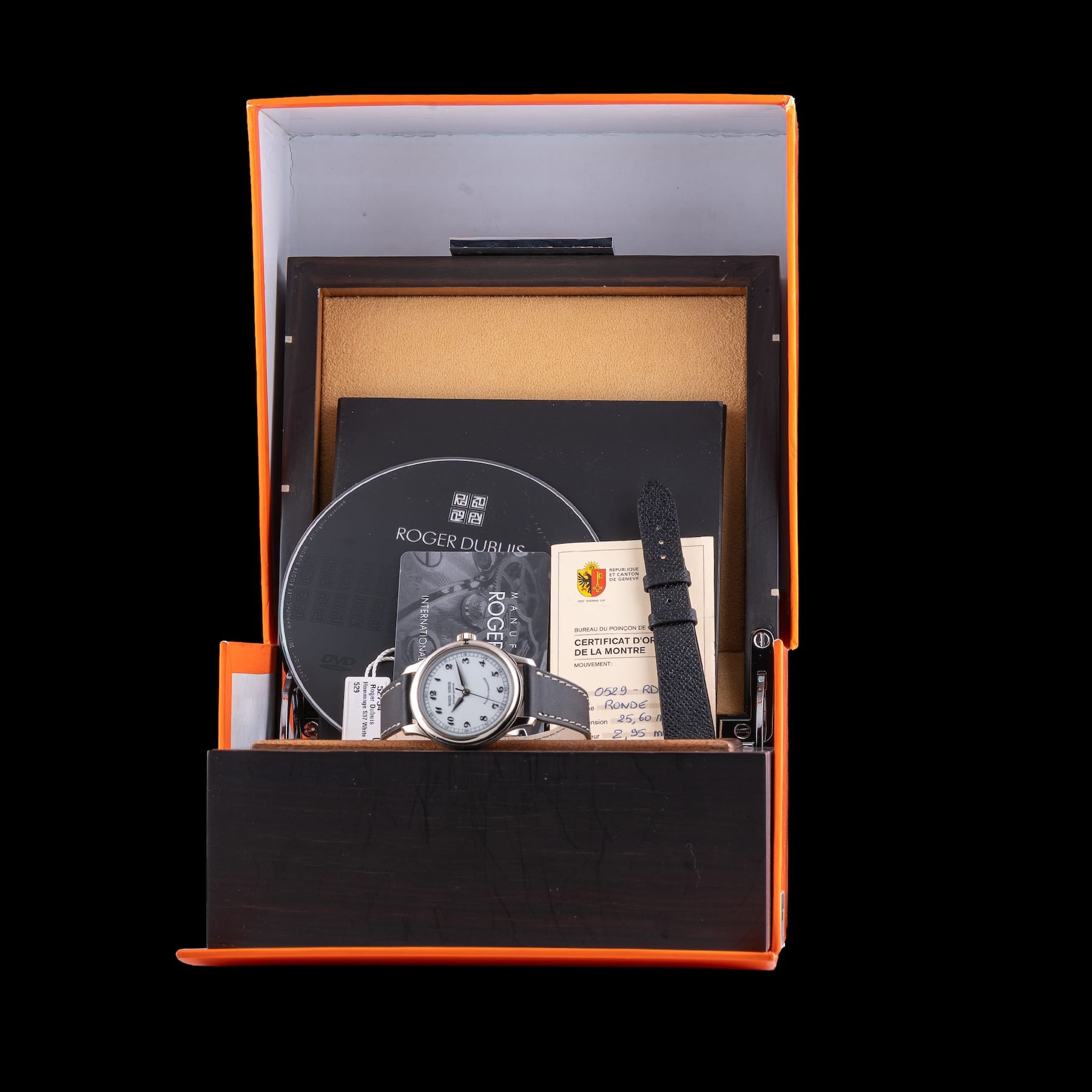 Roger Dubuis Hommage S37 White Enamel Dial 18K White Gold Chronometre RARE