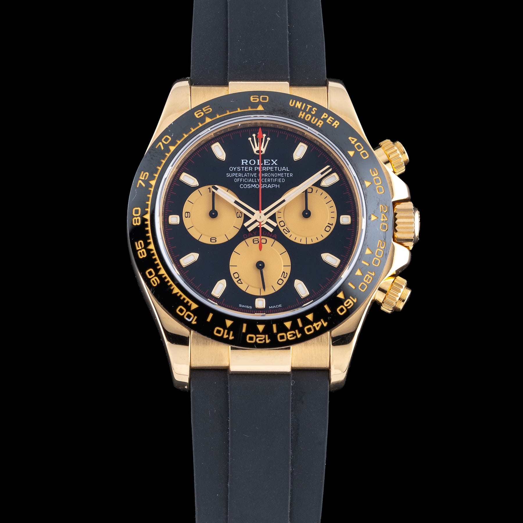 Rolex Cosmograph Daytona Yellow Gold Ceramic Black and Champagne 116518LN-0047