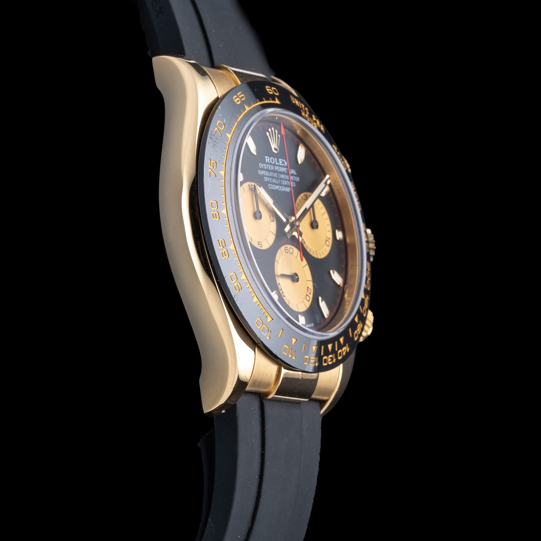 Rolex Cosmograph Daytona Yellow Gold Ceramic Black and Champagne 116518LN-0047