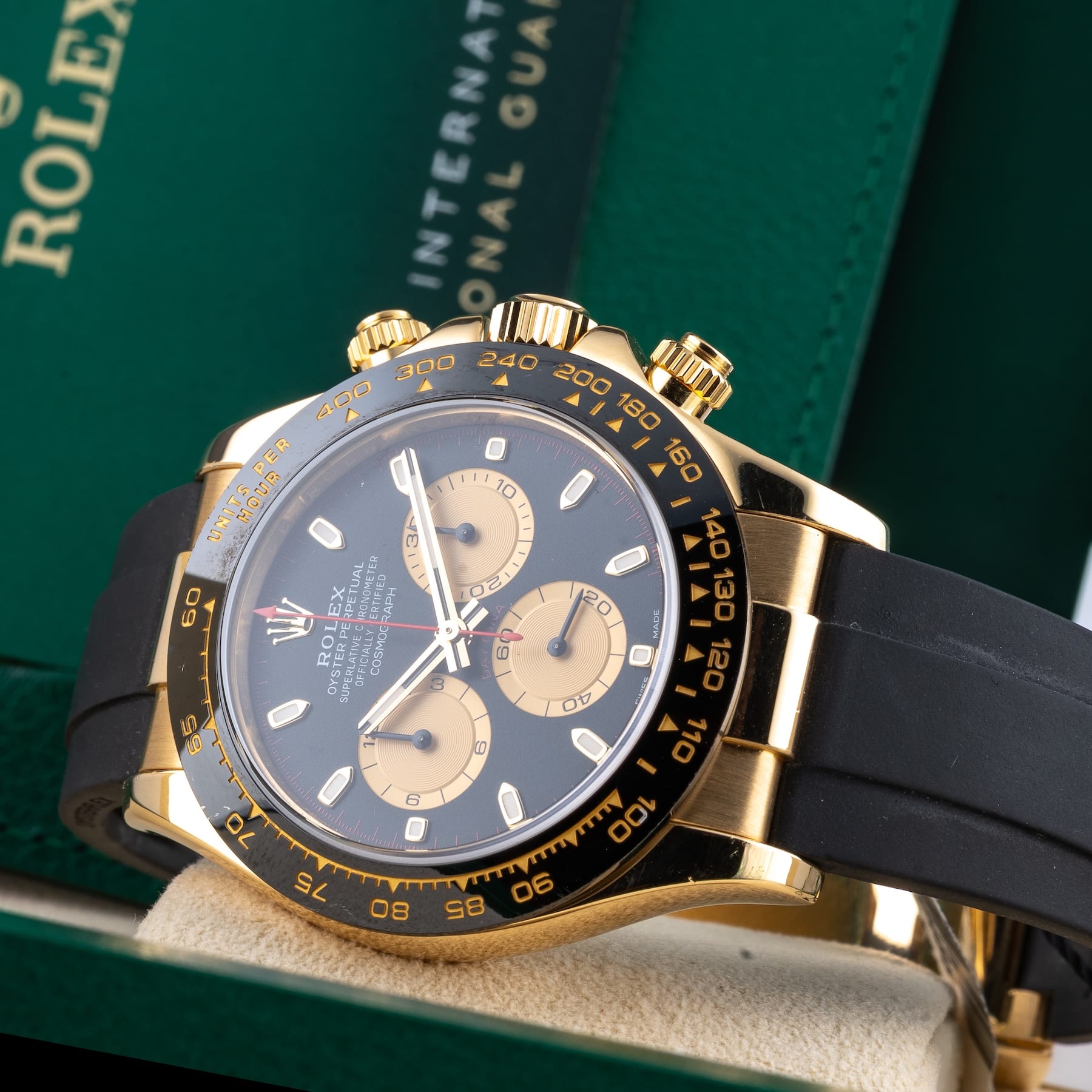 Rolex Cosmograph Daytona Yellow Gold Ceramic Black and Champagne 116518LN-0047