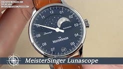 NEW MeisterSinger Lunascope Blue LS908 Single Hand Watch with Moon Phase Review 2019